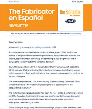 The Fabricator en Español e-newsletter Cover